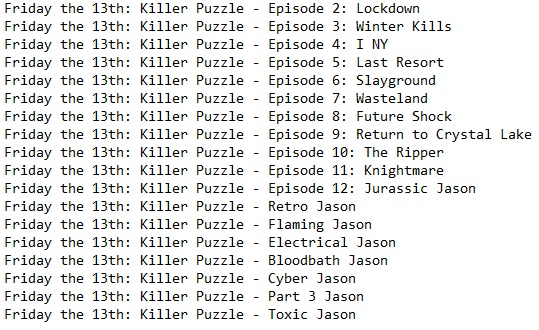 Friday the 13th Killer Puzzle